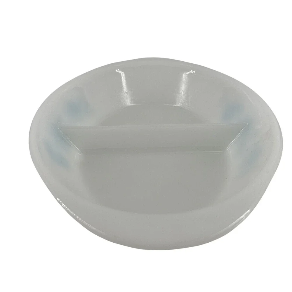 Divided Casserole‎ Dish Glasbake Blue Thistle Flower J-235 1 Qt Quart Vintage